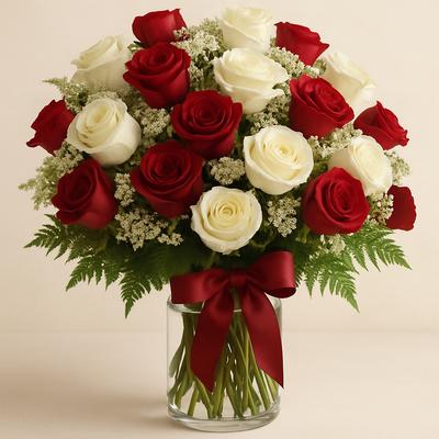 Divine Long Stem Red & White